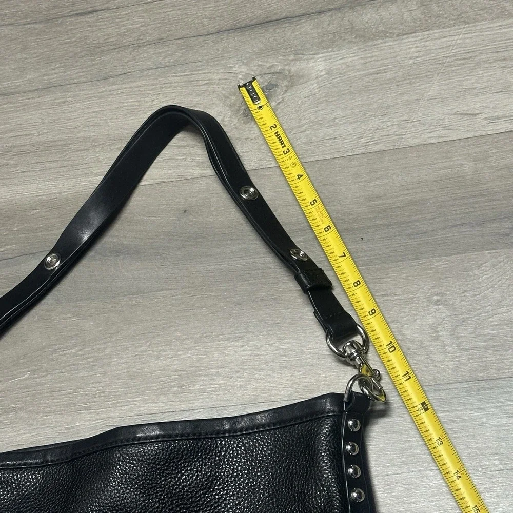 Rebecca Minkoff Blythe Black Leather Shoulder Bag Purse Studded Hobo Black